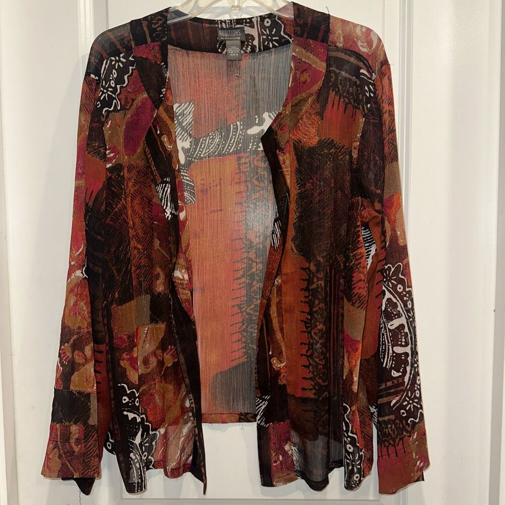 Addition Chico 2 Large Women Sheer Open Front Short Kimono Artsy Western Coverup